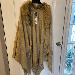 NWT Tan Fur Collared Cape